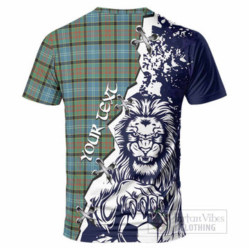 Brisbane Tartan Scottish T-Shirt Angry Lion With Soccer Ball Style
