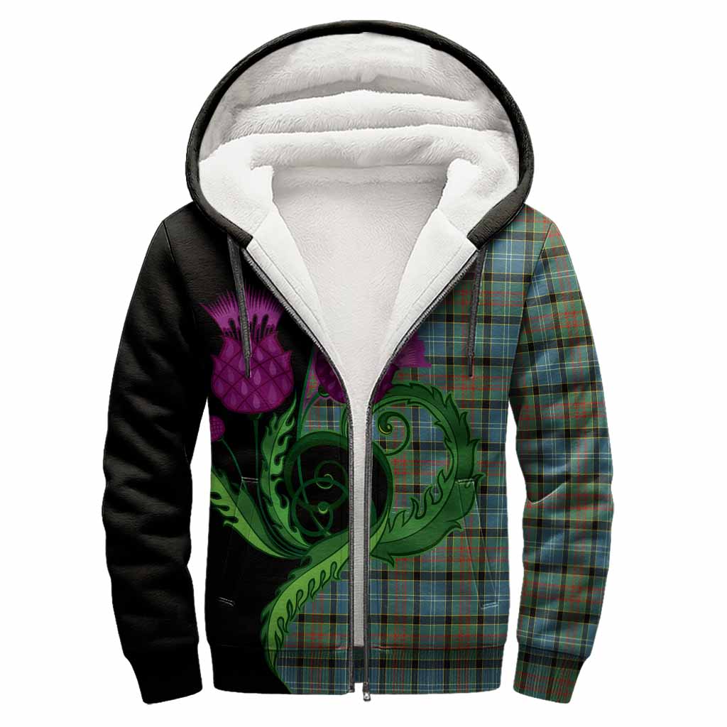 Brisbane Tartan Sherpa Hoodie Traditional Scottish Thistle