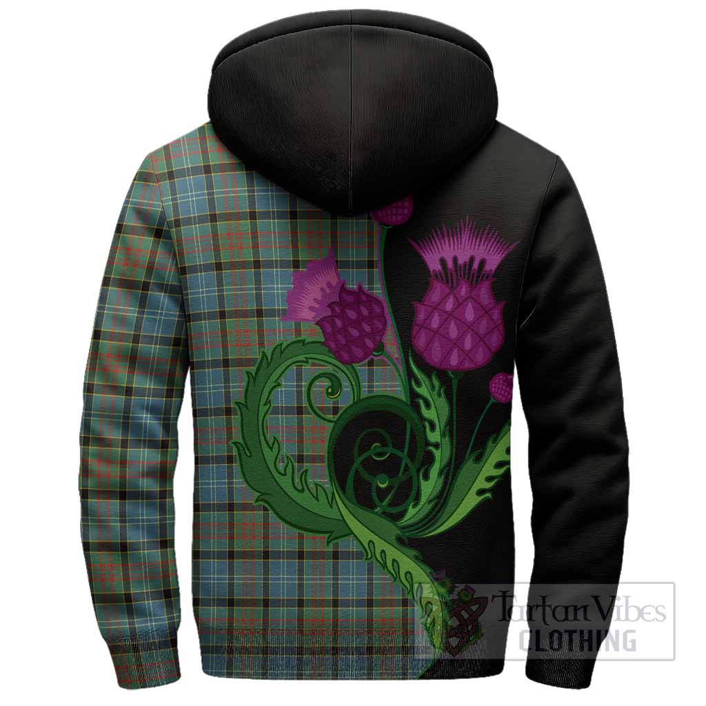 Brisbane Tartan Sherpa Hoodie Traditional Scottish Thistle