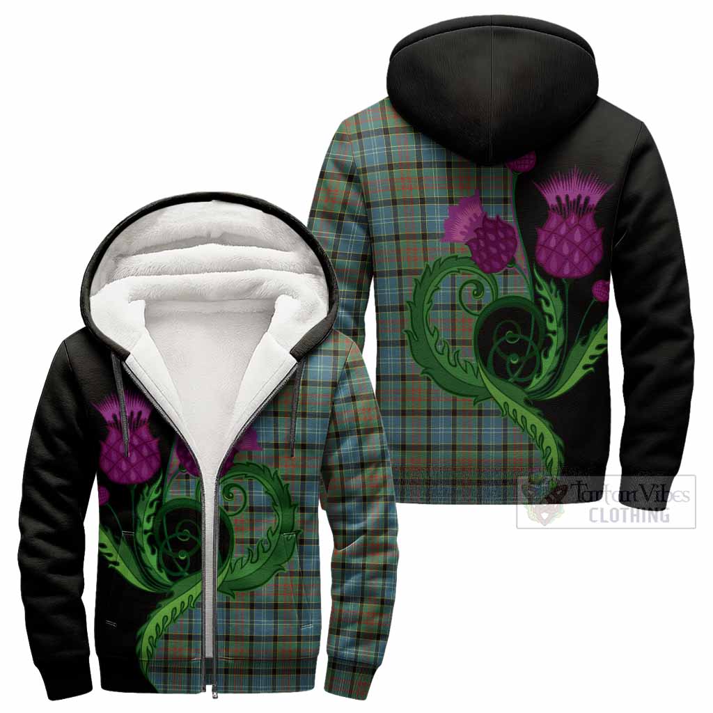 Brisbane Tartan Sherpa Hoodie Traditional Scottish Thistle