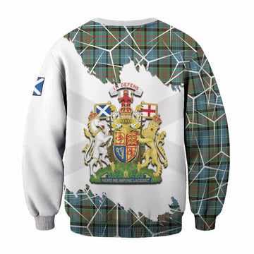 Brisbane Tartan Sweatshirt with Family Crest and Lion Rampant Grunge Style