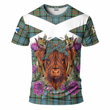 Brisbane Tartan T-Shirt Scottish Thistle Heilan Coo