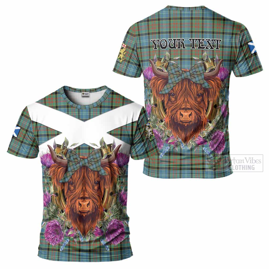 Brisbane Tartan T-Shirt Scottish Thistle Heilan Coo