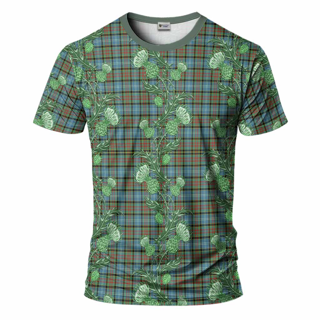 Brisbane Tartan T-Shirt Seamless Scottish Thistle Flowers