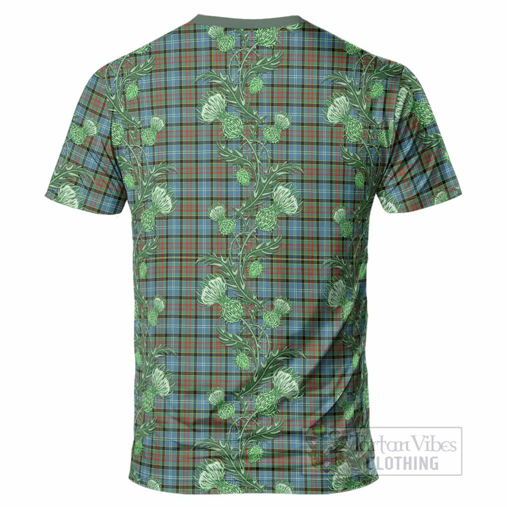 Brisbane Tartan T-Shirt Seamless Scottish Thistle Flowers