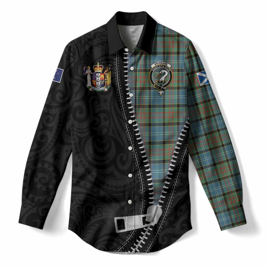 Brisbane Tartan Women Casual Shirt New Zealand Pattern Unique Zipper Stylized