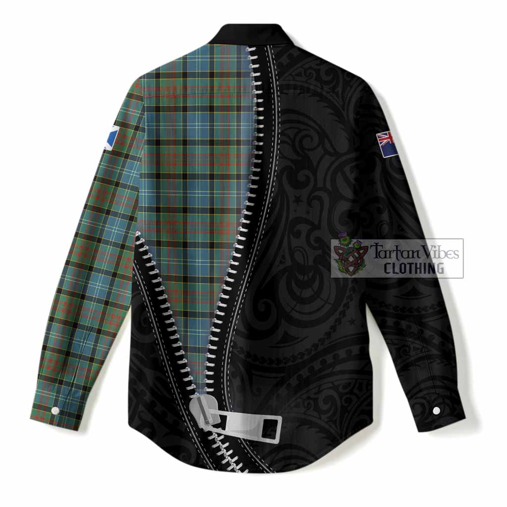 Brisbane Tartan Women Casual Shirt New Zealand Pattern Unique Zipper Stylized