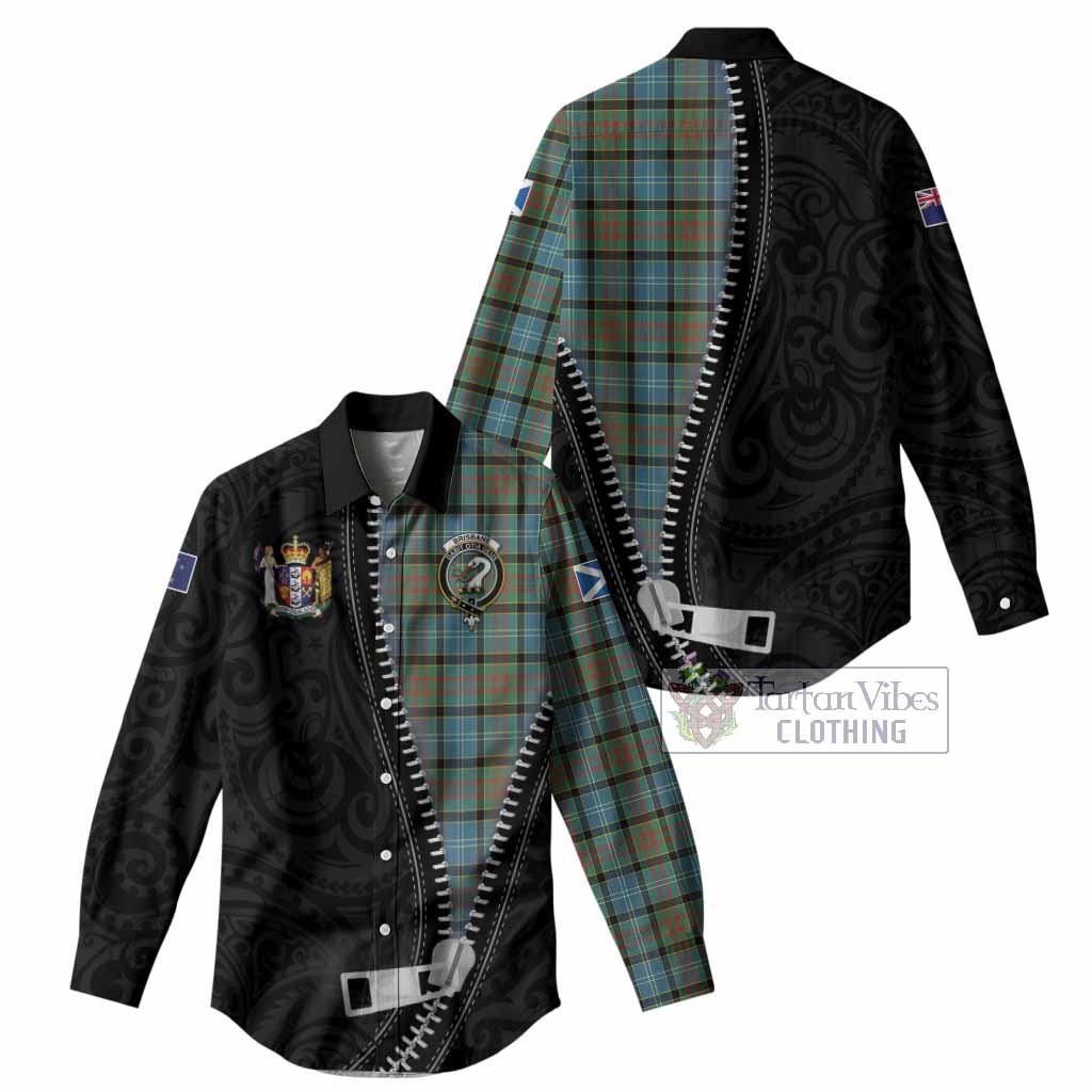 Brisbane Tartan Women Casual Shirt New Zealand Pattern Unique Zipper Stylized