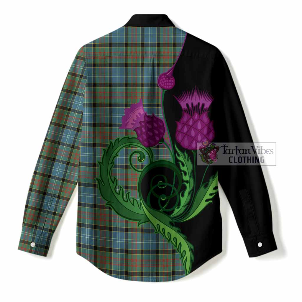Brisbane Tartan Women Casual Shirt Traditional Scottish Thistle