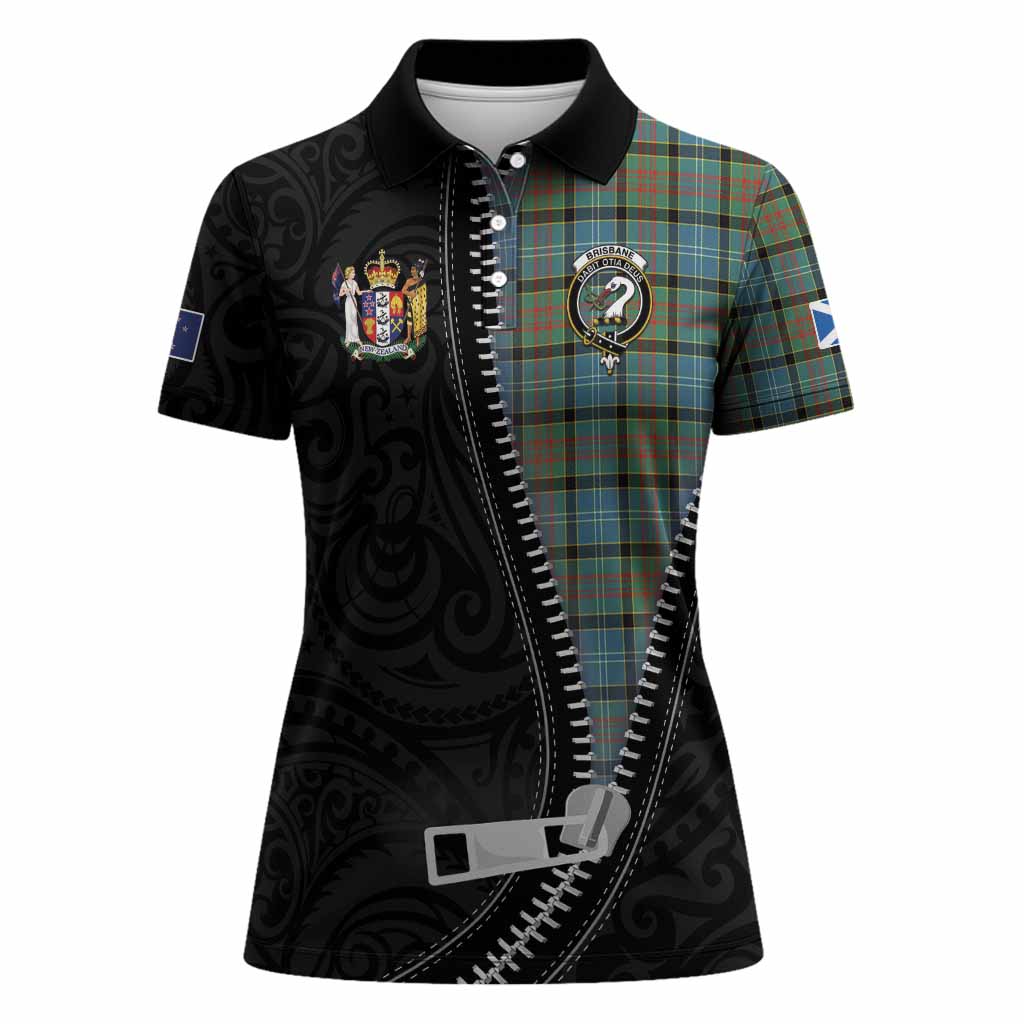 Brisbane Tartan Women Polo Shirt New Zealand Pattern Unique Zipper Stylized