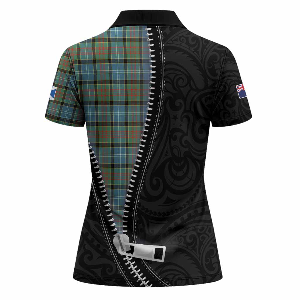 Brisbane Tartan Women Polo Shirt New Zealand Pattern Unique Zipper Stylized