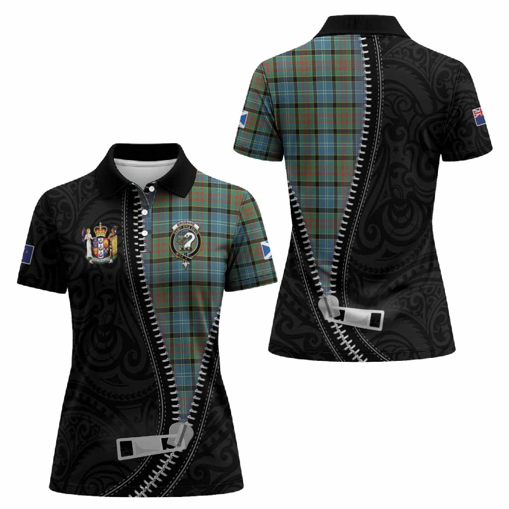 Brisbane Tartan Women Polo Shirt New Zealand Pattern Unique Zipper Stylized