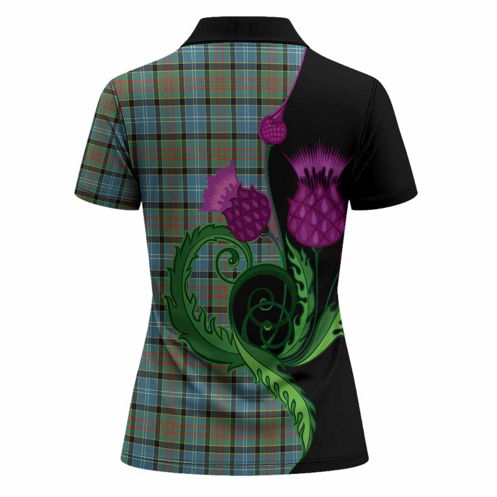 Brisbane Tartan Women Polo Shirt Traditional Scottish Thistle