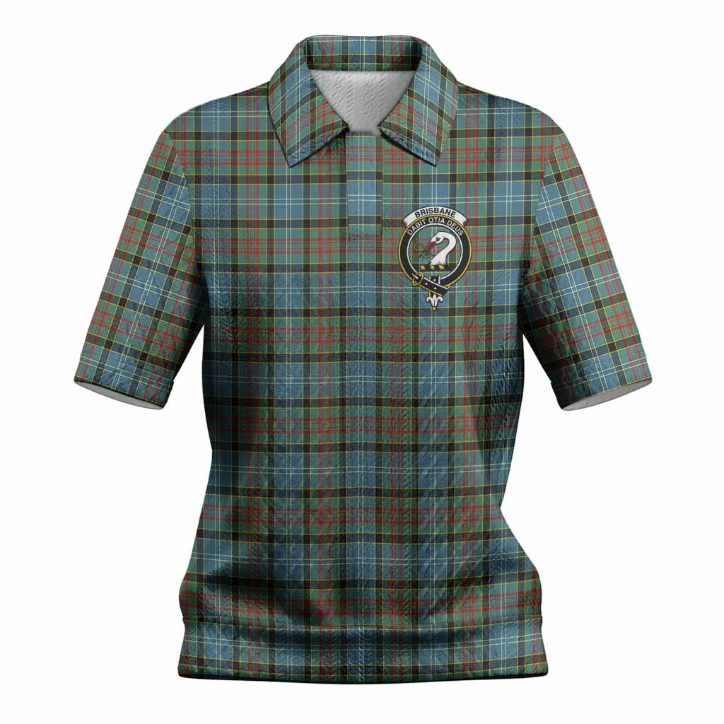 Brisbane Tartan Women’s Polo Sweater Top with Family Crest