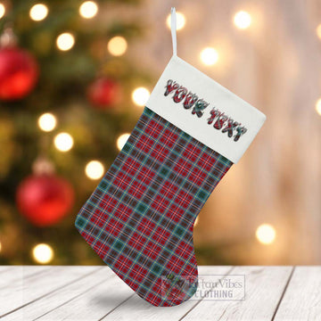 British Columbia Province Canada Tartan Christmas Stocking with Personalized Text
