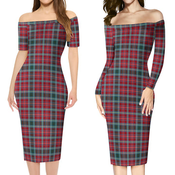 British Columbia Province Canada Tartan Off Shoulder Lady Dress