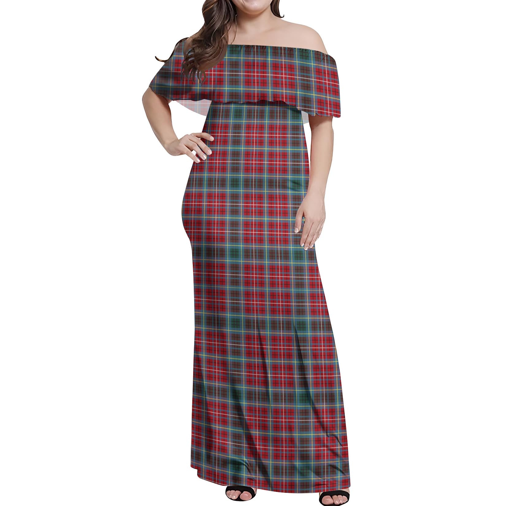 British Columbia Province Canada Tartan Off Shoulder Long Dress Women's Dress - Tartanvibesclothing