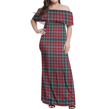 British Columbia Province Canada Tartan Off Shoulder Long Dress
