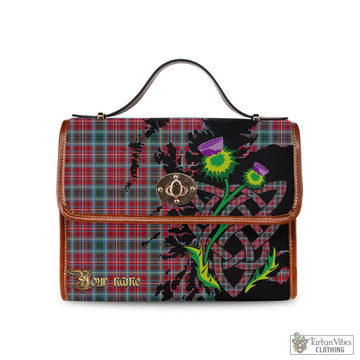 British Columbia Province Canada Tartan Waterproof Canvas Bag with Scotland Map and Thistle Celtic Accents