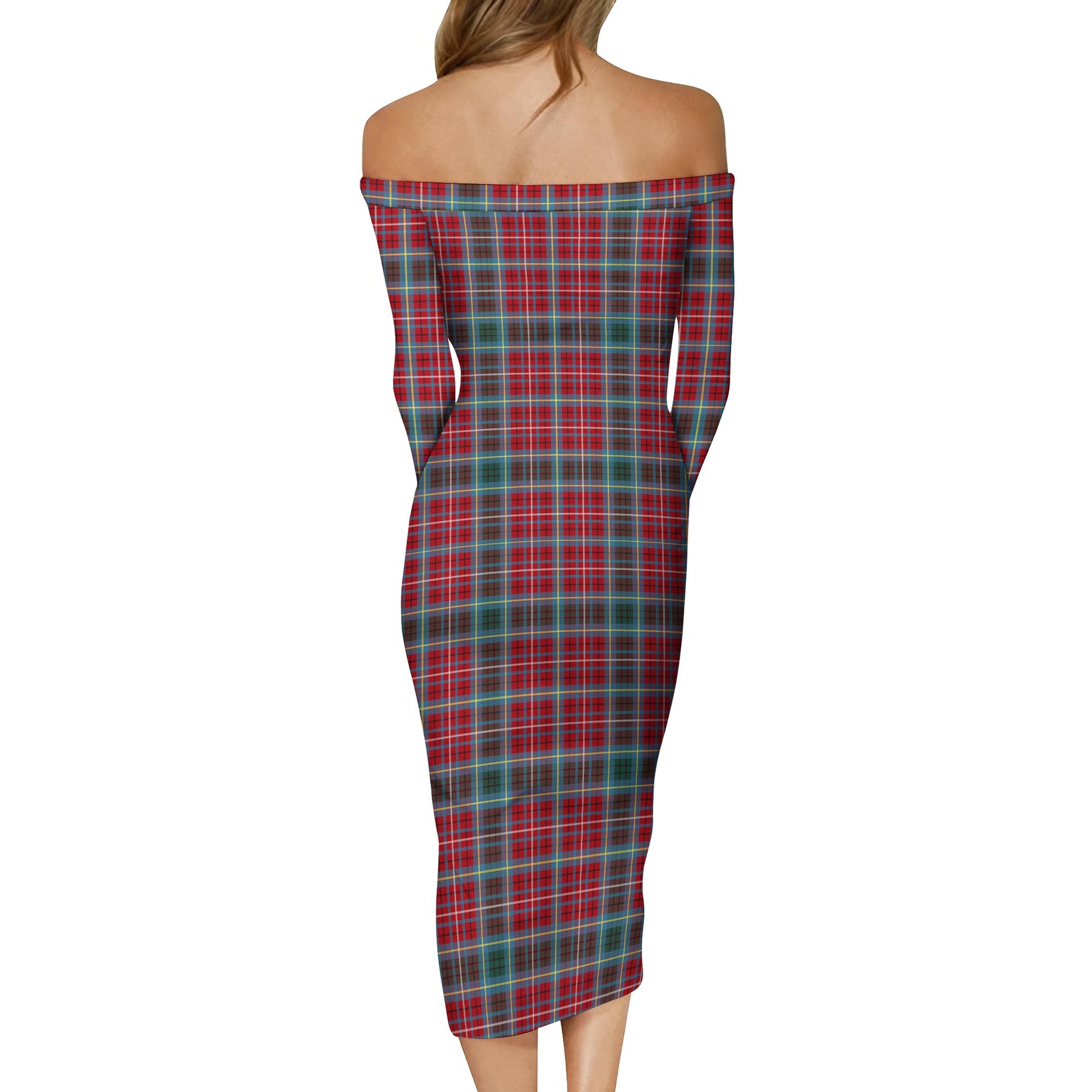 British Columbia Province Canada Tartan Off Shoulder Lady Dress - Tartanvibesclothing