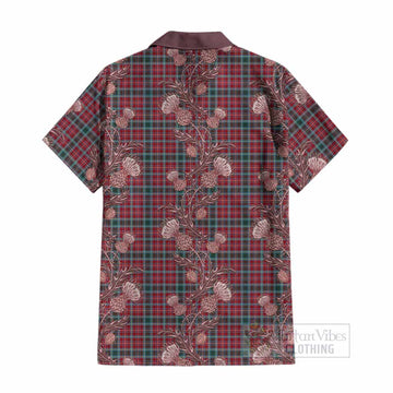British Columbia Province Canada Tartan Cotton Hawaiian Shirt Seamless Scottish Thistle Flowers