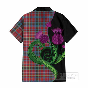 British Columbia Province Canada Tartan Cotton Hawaiian Shirt Traditional Scottish Thistle