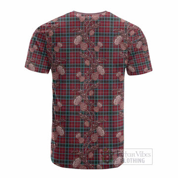 British Columbia Province Canada Tartan Cotton T-shirt Seamless Scottish Thistle Flowers