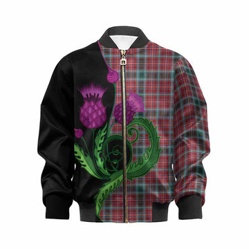 British Columbia Province Canada Tartan Kid Bomber Jacket Traditional Scottish Thistle