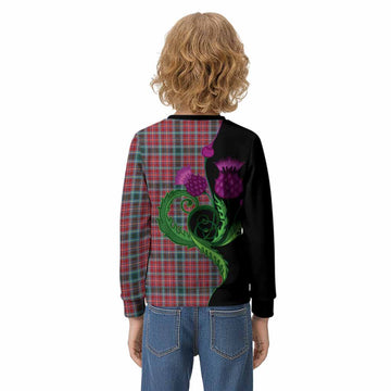 British Columbia Province Canada Tartan Kid Knitted Sweatshirt Traditional Scottish Thistle