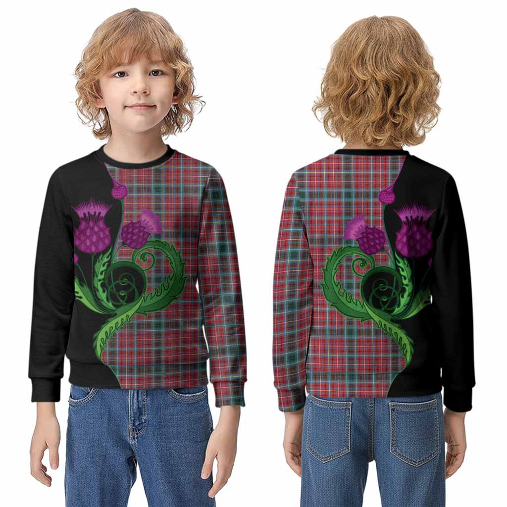 British Columbia Province Canada Tartan Kid Knitted Sweatshirt Traditional Scottish Thistle