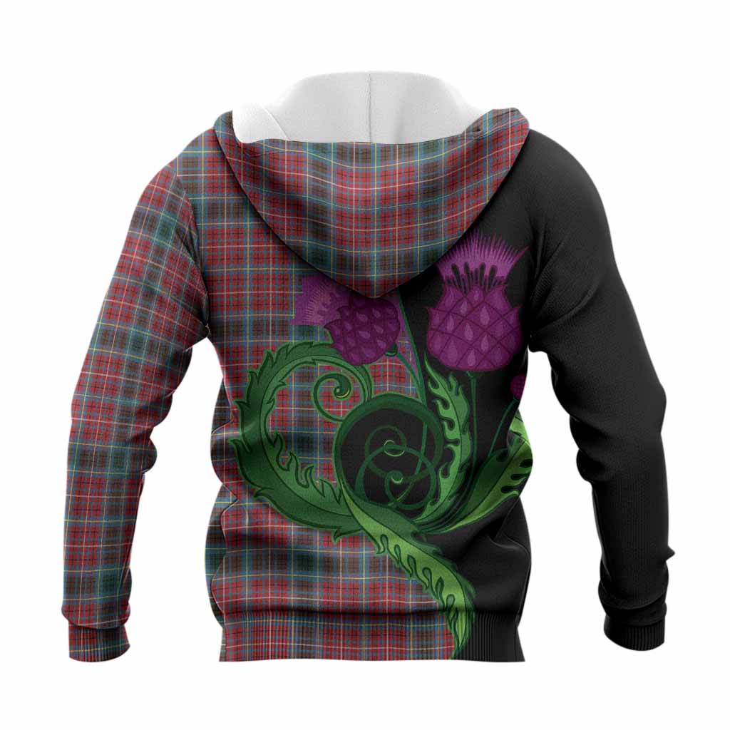British Columbia Province Canada Tartan Knitted Hoodie Traditional Scottish Thistle