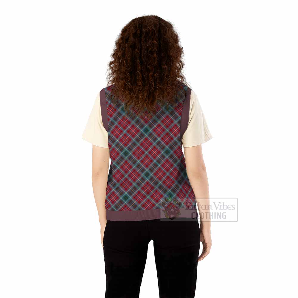 British Columbia Province Canada Tartan  Knitted V-Neck Vest Cross Style