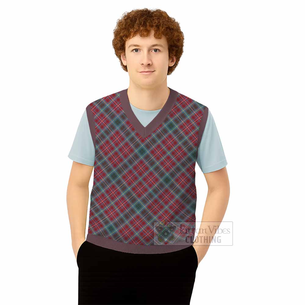 British Columbia Province Canada Tartan  Knitted V-Neck Vest Cross Style