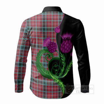 British Columbia Province Canada Tartan Long Sleeve Button Shirts Traditional Scottish Thistle