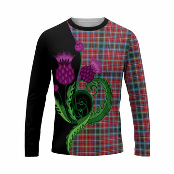 British Columbia Province Canada Tartan Long Sleeve T-Shirt Traditional Scottish Thistle