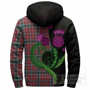 British Columbia Province Canada Tartan Sherpa Hoodie Traditional Scottish Thistle
