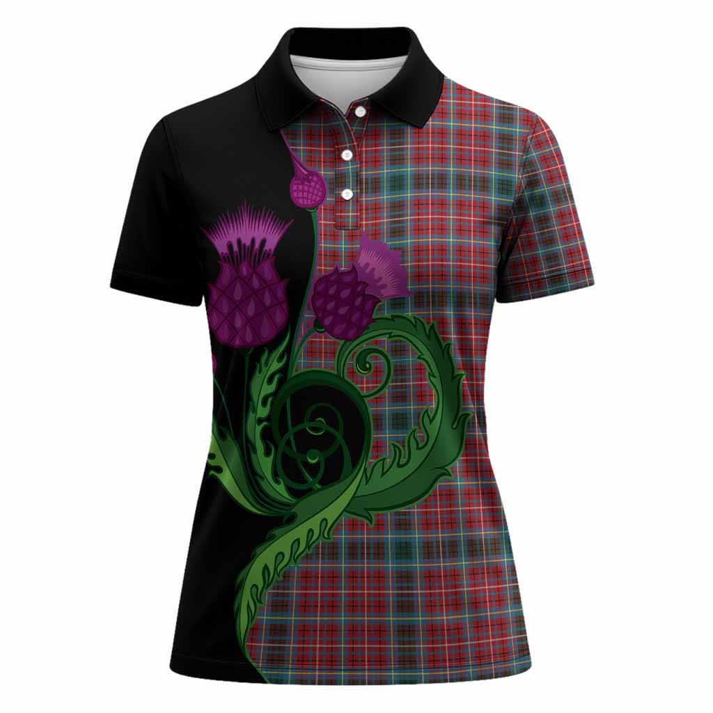 British Columbia Province Canada Tartan Women Polo Shirt Traditional Scottish Thistle