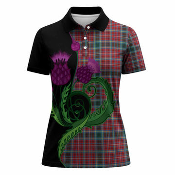 British Columbia Province Canada Tartan Women Polo Shirt Traditional Scottish Thistle
