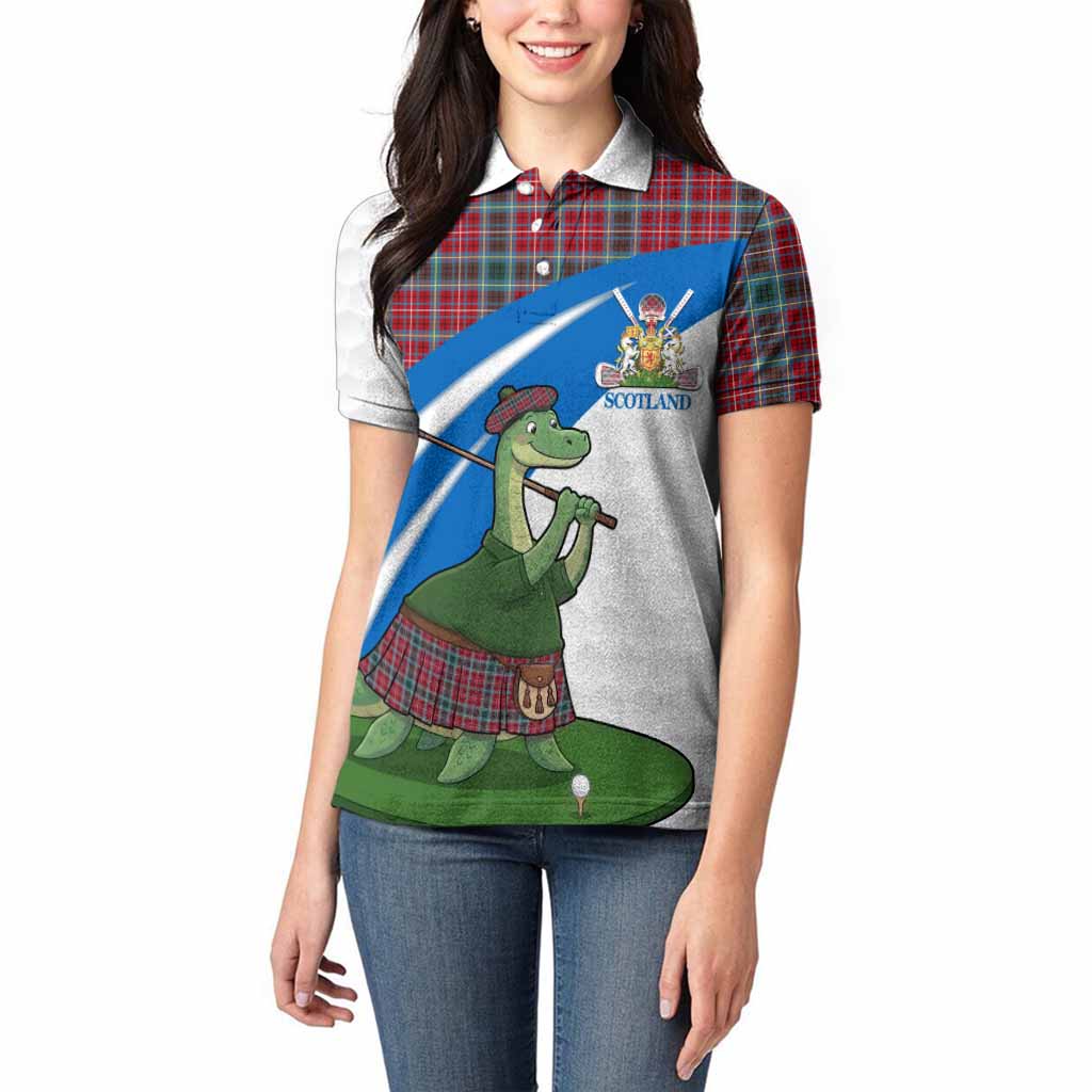 British Columbia Tartan Crest Golf Nessie Women Polo Shirt Loch Ness Monster Sporty Style