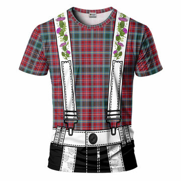 British Columbia Tartan Lederhosen Costume T-Shirt Scotland Thistle Floral