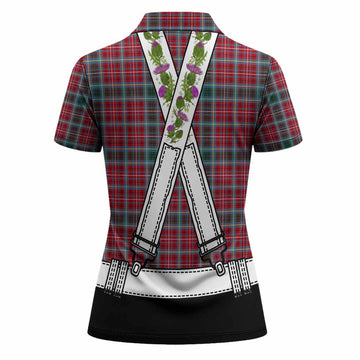 British Columbia Tartan Lederhosen Costume Women Polo Shirt Scotland Thistle Floral