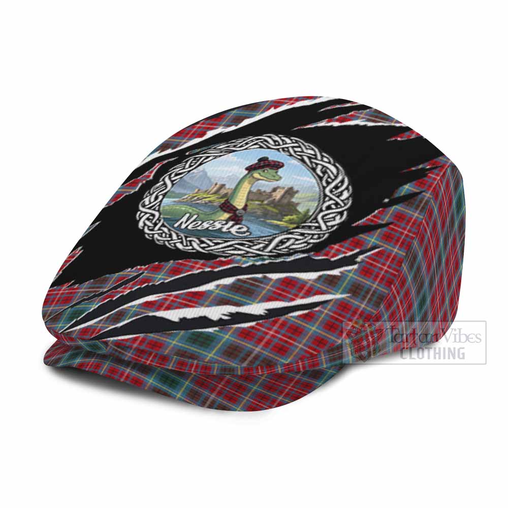 British Columbia Tartan Loch Ness Monster Flat Cap, Jeff Cap Celtic Knot Nessie Art
