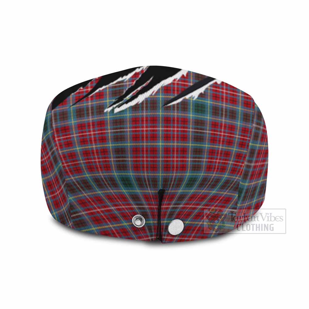 British Columbia Tartan Loch Ness Monster Flat Cap, Jeff Cap Celtic Knot Nessie Art