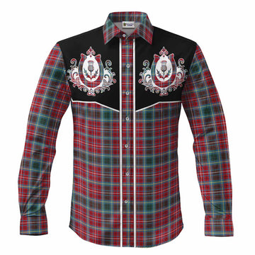 British Columbia Tartan Long Sleeve Button Shirts Horseshoe Ornament Men's Shirt S - Tartan Vibes Clothing