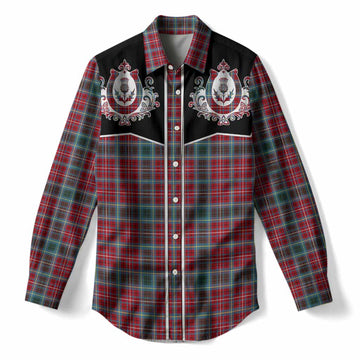 British Columbia Tartan Women Casual Shirt Horseshoe Ornament Female - Tartan Vibes Clothing