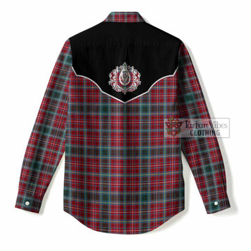 British Columbia Tartan Women Casual Shirt Horseshoe Ornament - Tartan Vibes Clothing