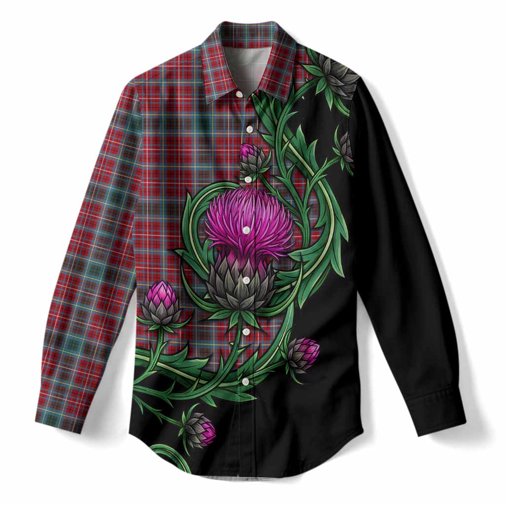 British Columbia Tartan Women Casual Shirt Resilient Scottish Thistle