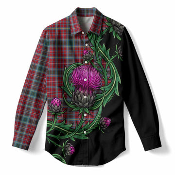 British Columbia Tartan Women Casual Shirt Resilient Scottish Thistle