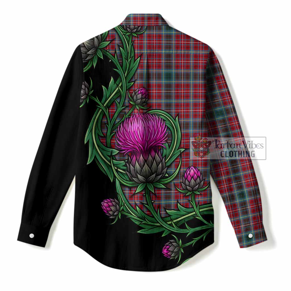 British Columbia Tartan Women Casual Shirt Resilient Scottish Thistle