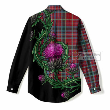 British Columbia Tartan Women Casual Shirt Resilient Scottish Thistle